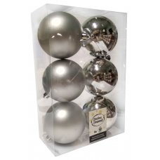 Χριστουγεννιάτικες Μπάλες Γκρι - Σετ 6 τεμ. (8cm)